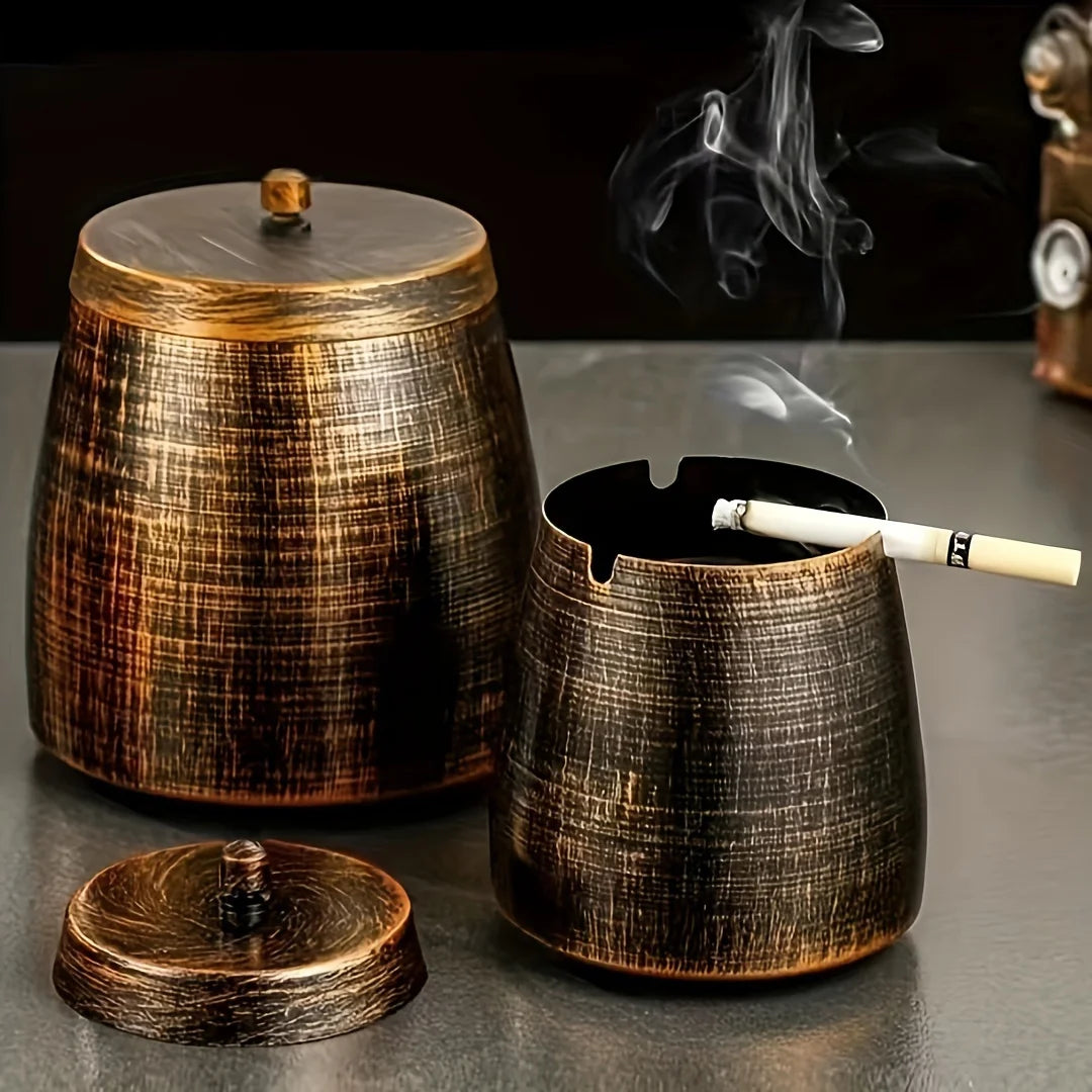 Windproof Metal Ashtray Lid Odorless Smokeless Design Indoor Outdoor