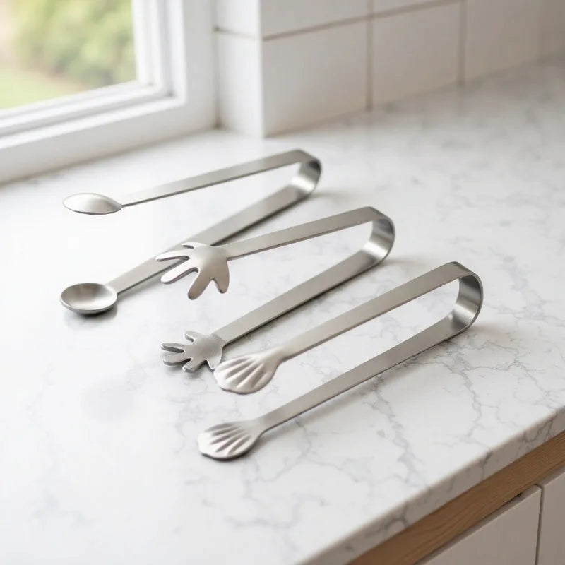 5PCS Stainless Steel Mini Creative Food Clip Small Palm Snack Cake Dim Sum Antiskid Food Kitchen Candy Snack Clip Zpaxo