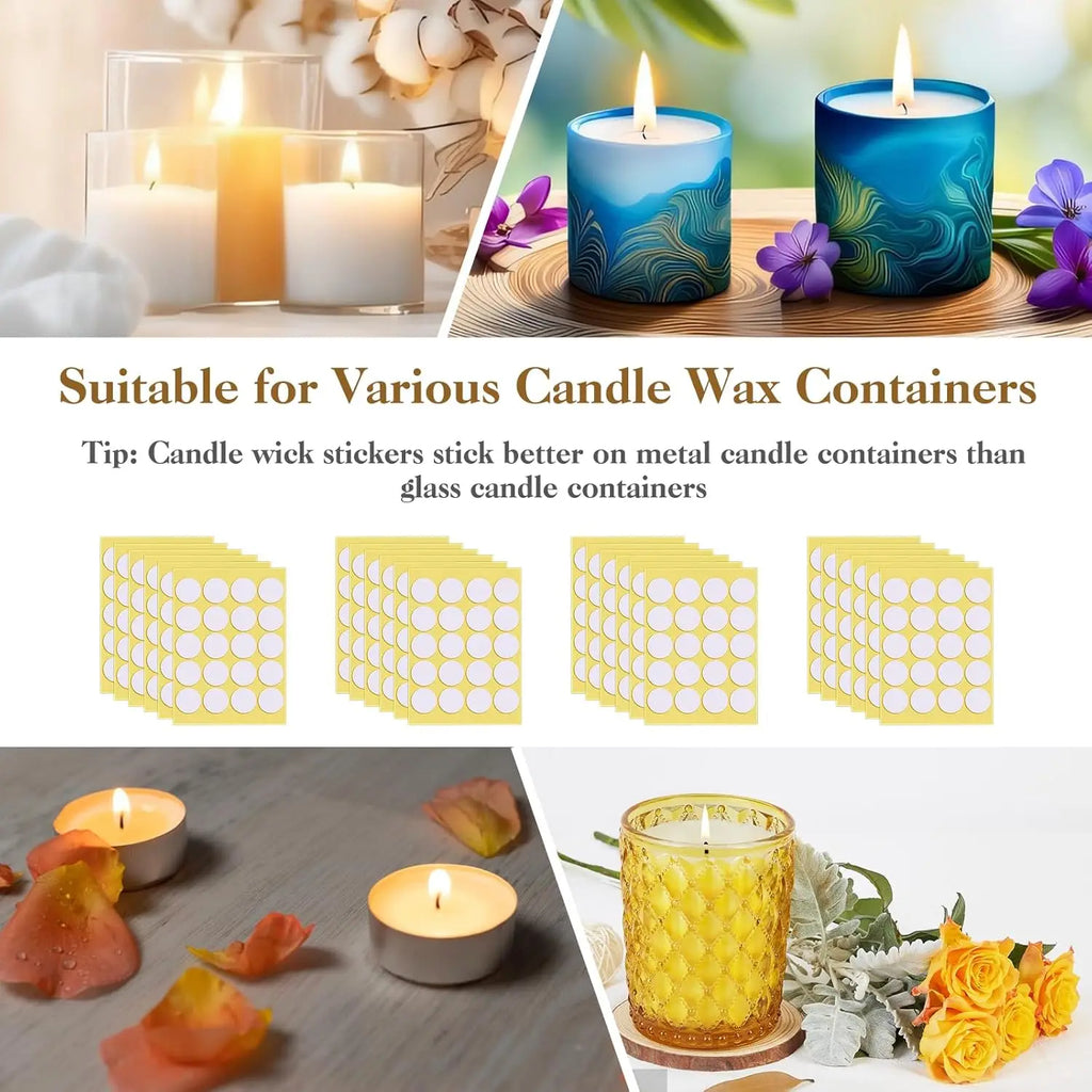Candle Wick Stickers – Double-Sided Heat-Resistant 5/10 Sheets Candle Making Supplies Zpaxo