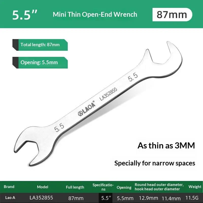 Stainless Steel Thin Double Open-end Wrench Dual-function Sizes 5 Zpaxo A2
