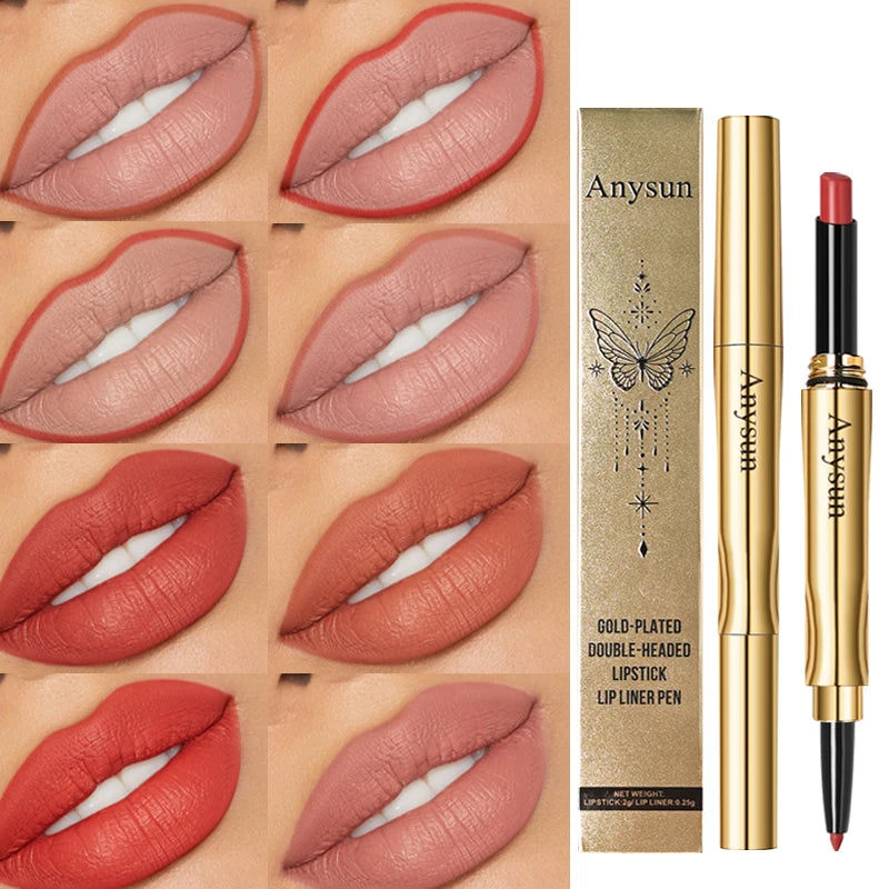 2-in-1 Double Headed Matte Lip Gloss Waterproof Smooth Apply Long Zpaxo