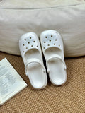 SHAJI Summer Womens Cute Ballet Mary Jane EVA Platform Hole Shoes