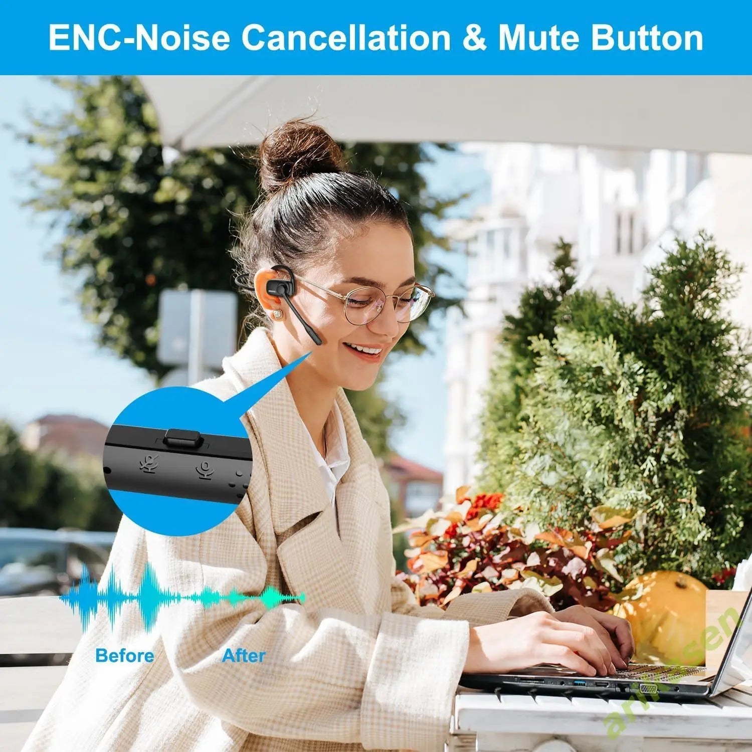 Bluetooth Headsets Microphone Boom Noise Canceling Hands Call Open