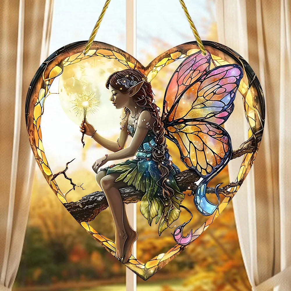 Heart Fairy Suncatcher – Acrylic Window Hanging Pendant Decor