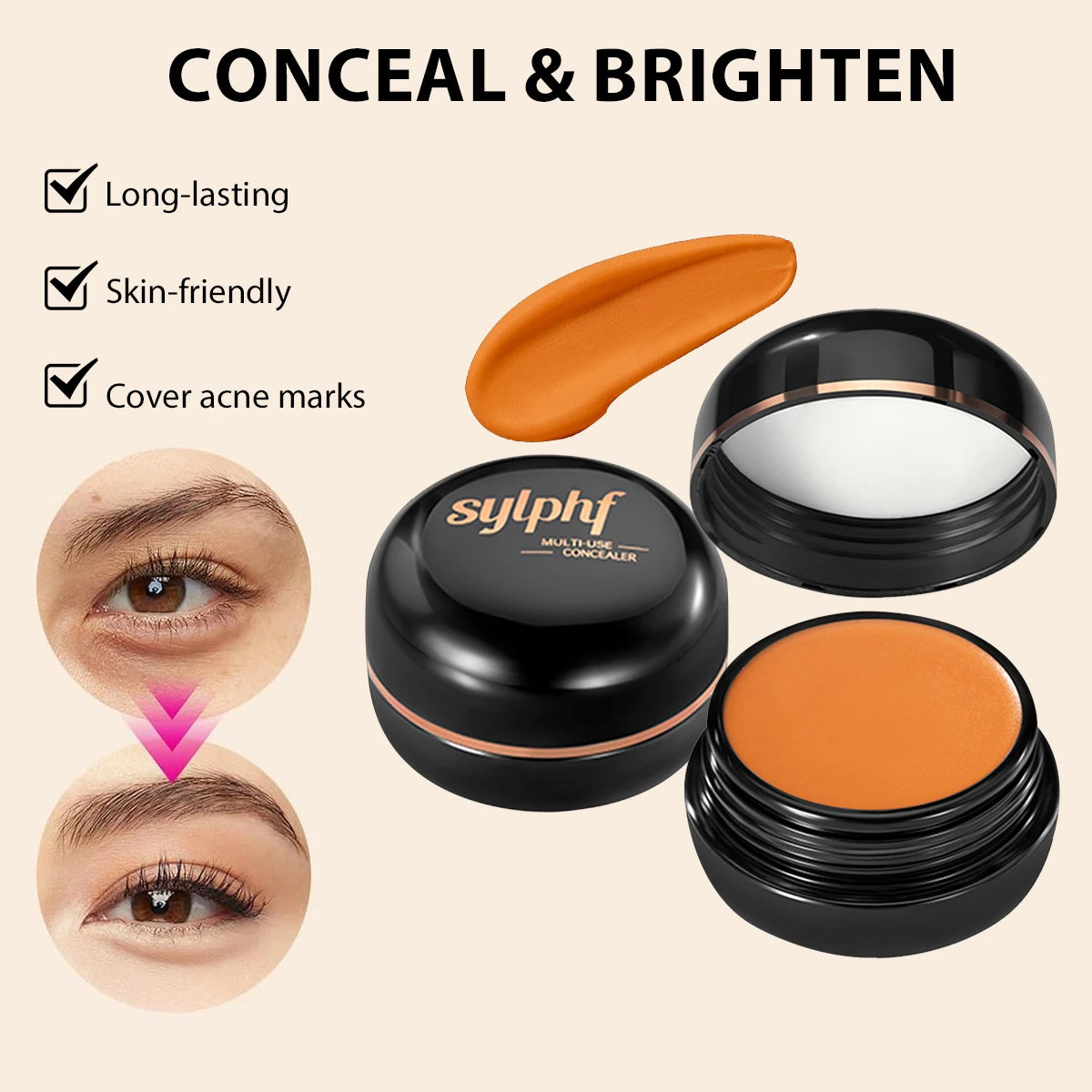 Concealer Waterproof Sweat Proof Light Long-lasting Covers Flaws Dark Zpaxo