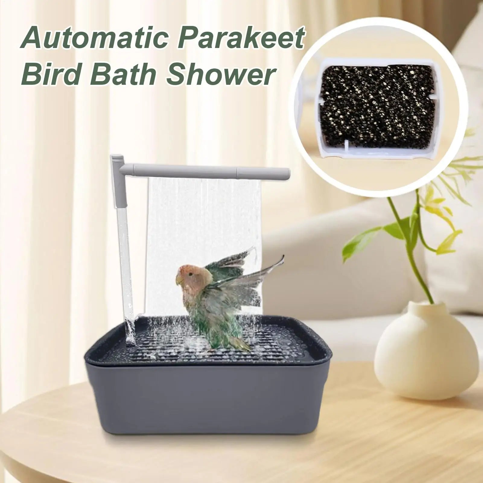 Parrot Bath Automatic Bird Bath Parrot Shower Rechargeable Tub with Circulating Faucet Pet Supplies Bathing Accessories Zpaxo