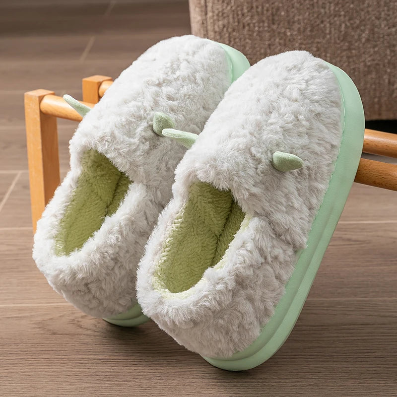 Women's Slippers Home Fluffy Warm Anti-slip Woman Shoes Bag Heel Zpaxo green 36-37