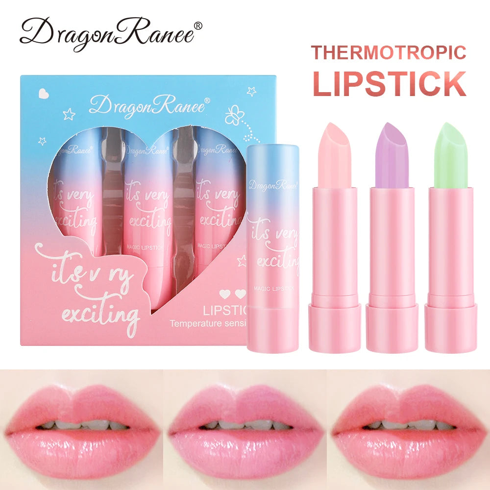 3-Pack Set of Color-Changing Lip Balm, Color-Changing Lip Balm, Long-Lasting Moisturizing, Non-Fading, Non-Stick Cup, Waterproof, Temperature-Changing Lipstick, Color-Changing Lip Balm, Repairing, Moisturizing, Waterpr Zpaxo