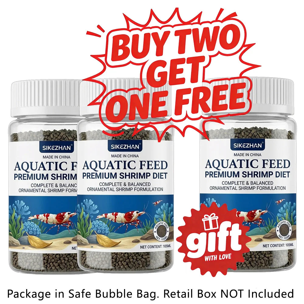 SIKEZHAN Premium Aquatic Feed 105ml - Complete Ornamental Shrimp Diet - Balanced Pellets for Healthy Shell Molting & Growth Zpaxo 3PCS