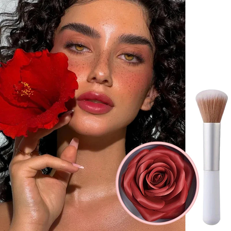 4 Color Rose Petal Blush Makeup Matte Natural Waterproof Highgloss Contour Set Flower Blusher Pigment Face Blush Makeup Cosmetic Zpaxo