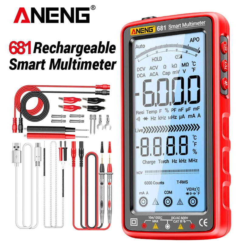 Rechargable Digital Professional Multimeter Voltage Meter LCD