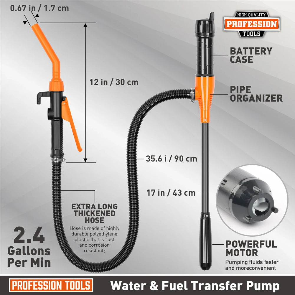 Portable Liquid Transfer Pump Flow Control Nozzle Fuel Gas Suction