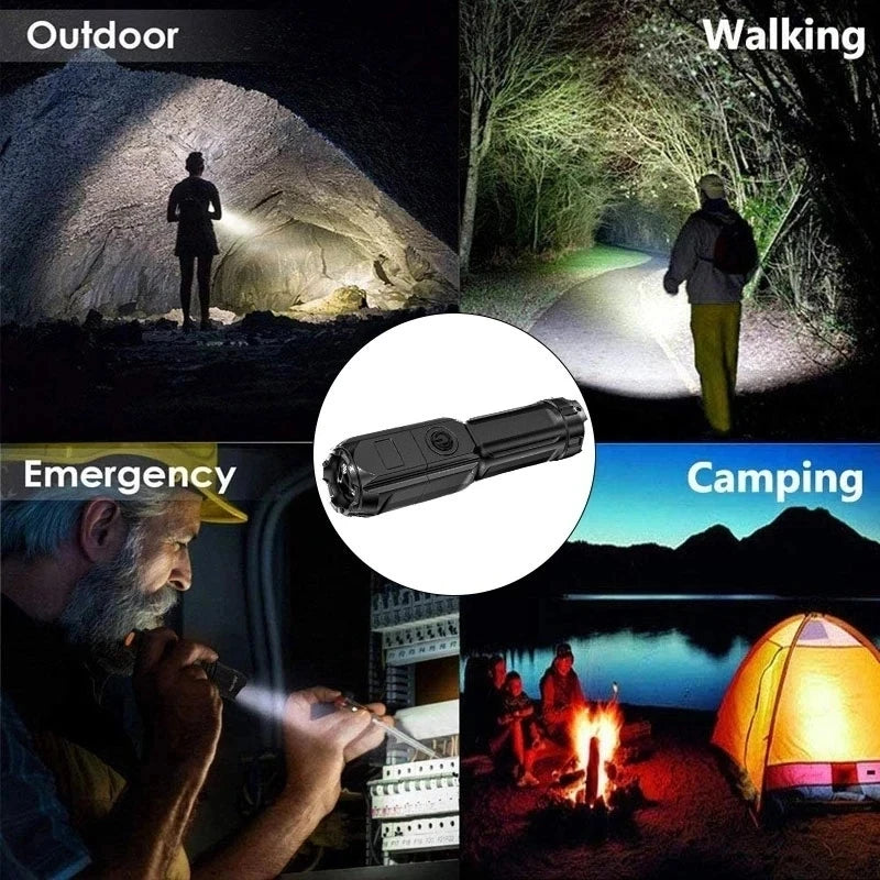 KDULIT USB Rechargeable Zoomable LED Flashlight – 3 Modes