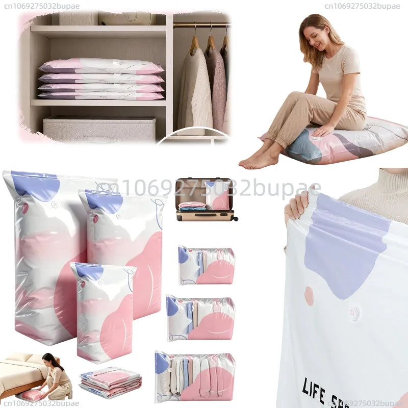 No-Pump Vacuum Storage Bags, Pump-Free Large Capacity Vacuum Storage Bags, Large Vacuum Compression Bags Without A Pump Fo Zpaxo
