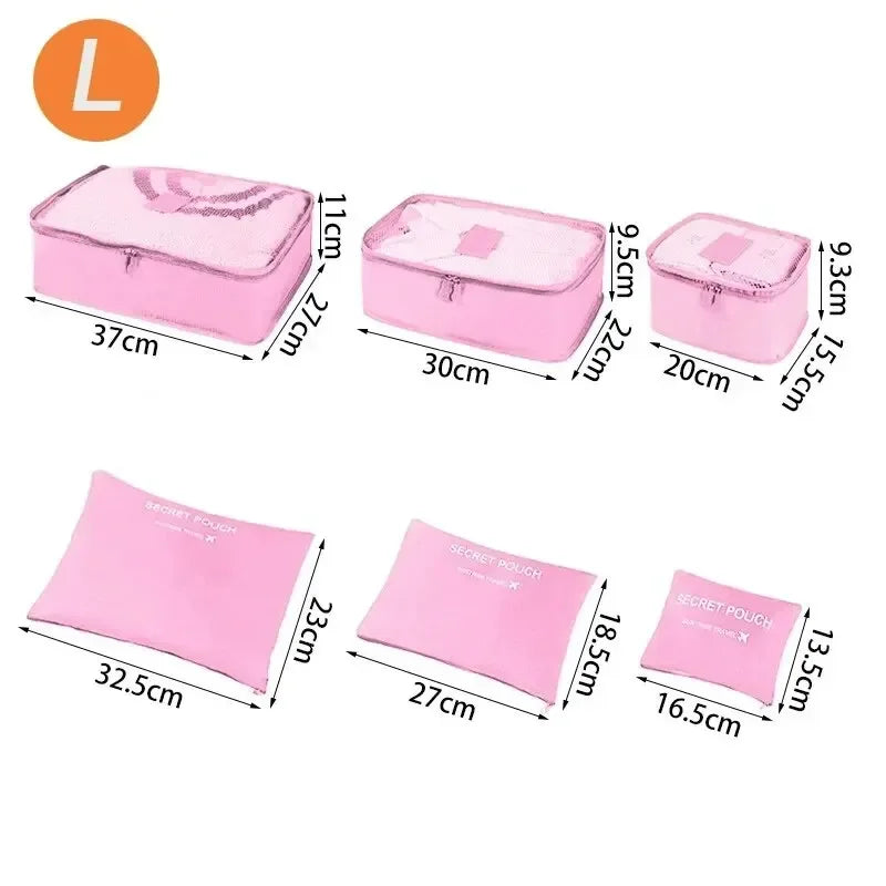Home Travel 6-piece Clothing Storage and Organizing Bag Thickened Cosmetics Storage Bag Foldable Business Travel Storage Bag Zpaxo L-Pink