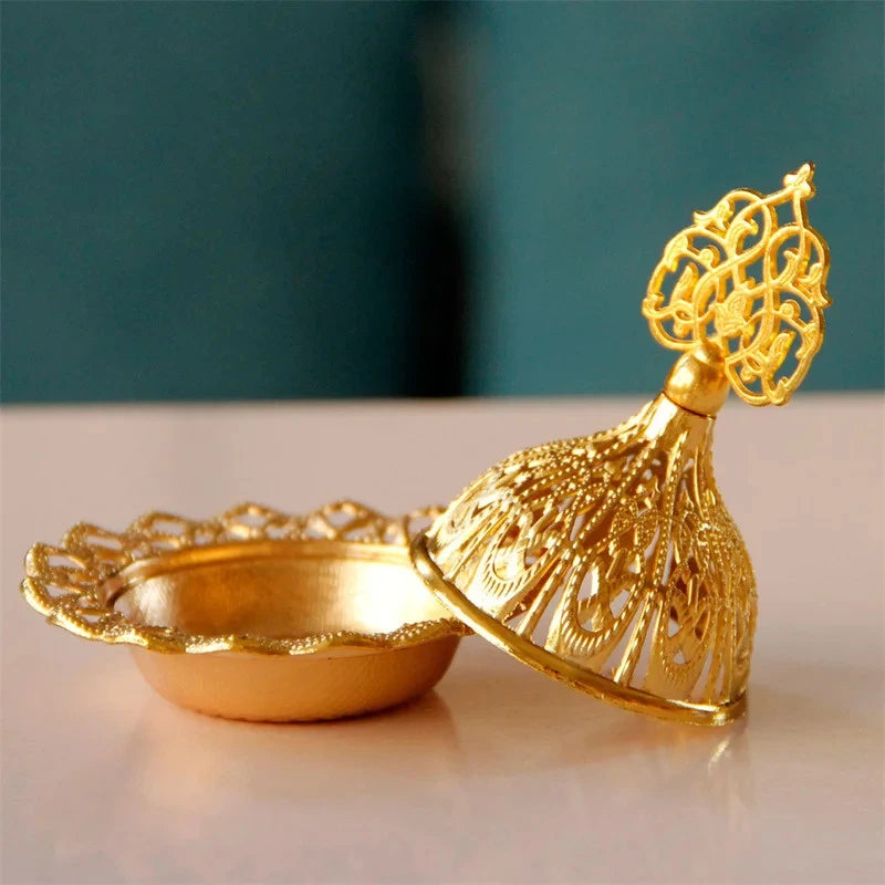 Middle Eastern-style Openwork Metal Incense Burner Arabian Gold