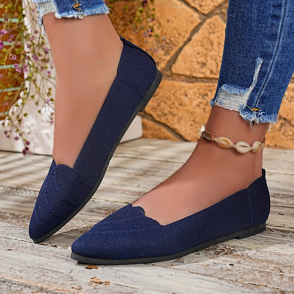 Lightweight Women Flats Shoes Casual Breathable Sneakers Women Knitted Slip on Loafers Lightweight Outdoor Flats Shoes Women Zpaxo