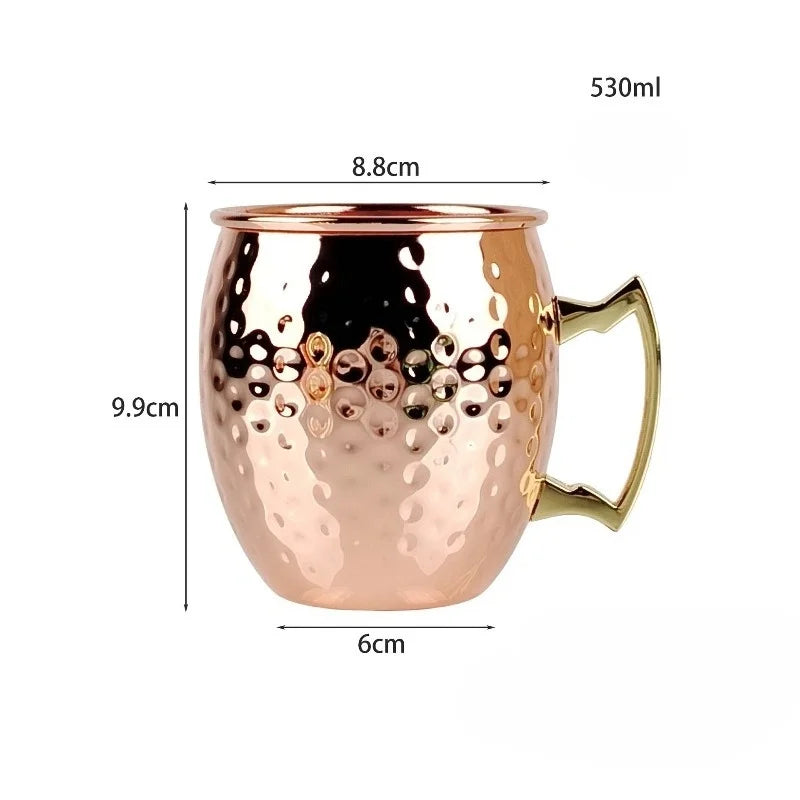 530ml Cocktail Wine Cup Moscow Mule Mugs Stainless Steel Copper Plated Juice Beer Cup Coffee Mugs Bar Champagne Party Drinkware Zpaxo