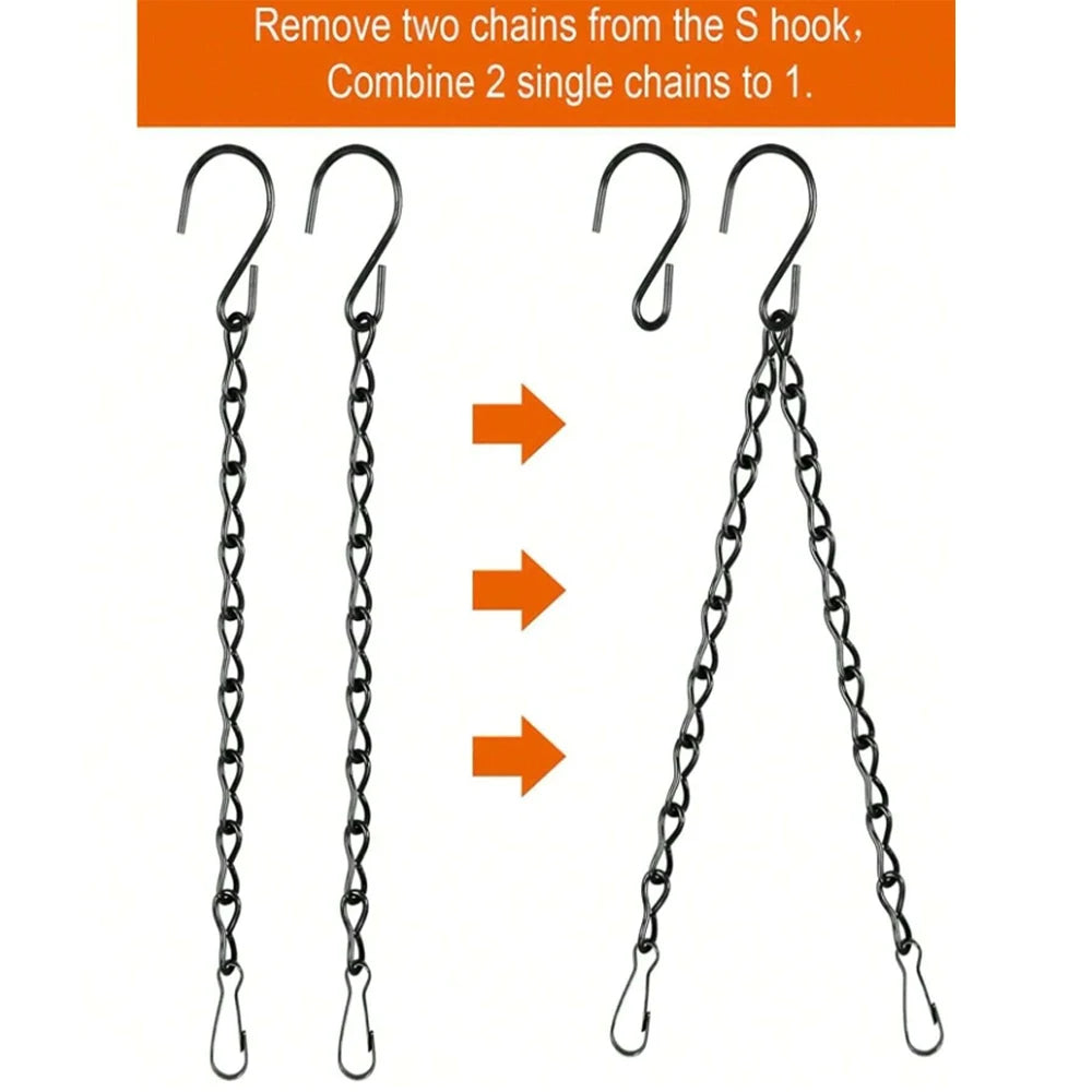 2/4/6/10Pcs Black Hanging Chains with Hooks for Hanging Bird Feeders Basket Billboards Lanterns Wind Chimes Home Garden Decor Zpaxo