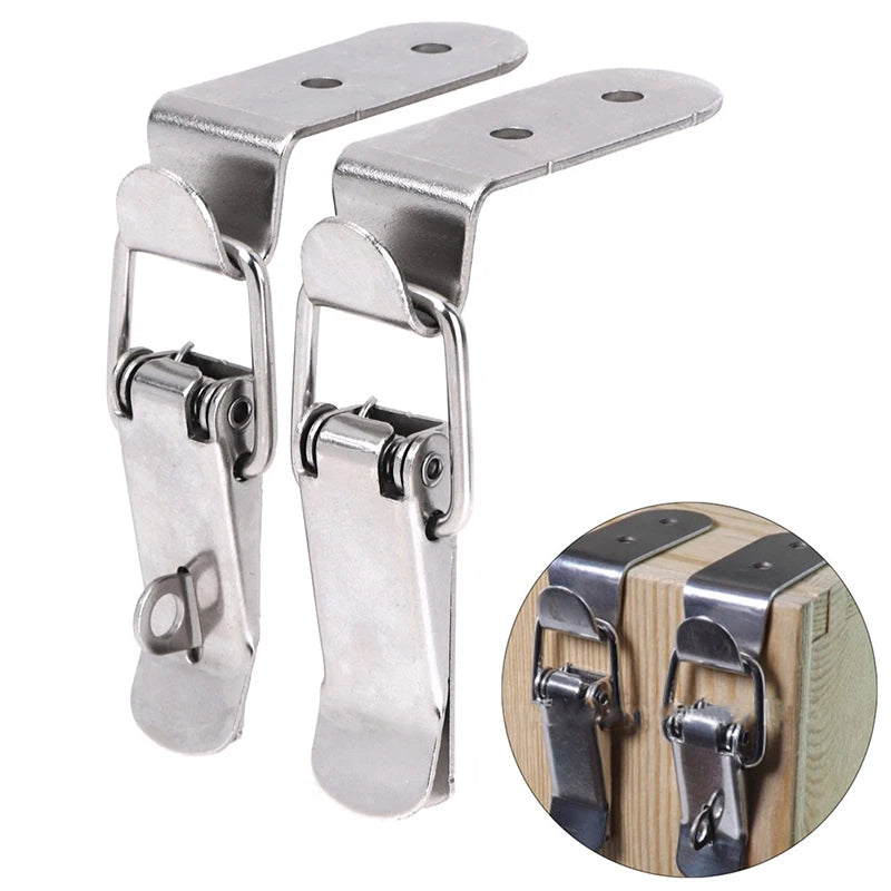 90 Degrees Duck-mouth Buckle Hook Lock Iron Spring Loaded Draw Toggle Latch Clamp Clip Silver Hasp Latch Catch Clasp Zpaxo