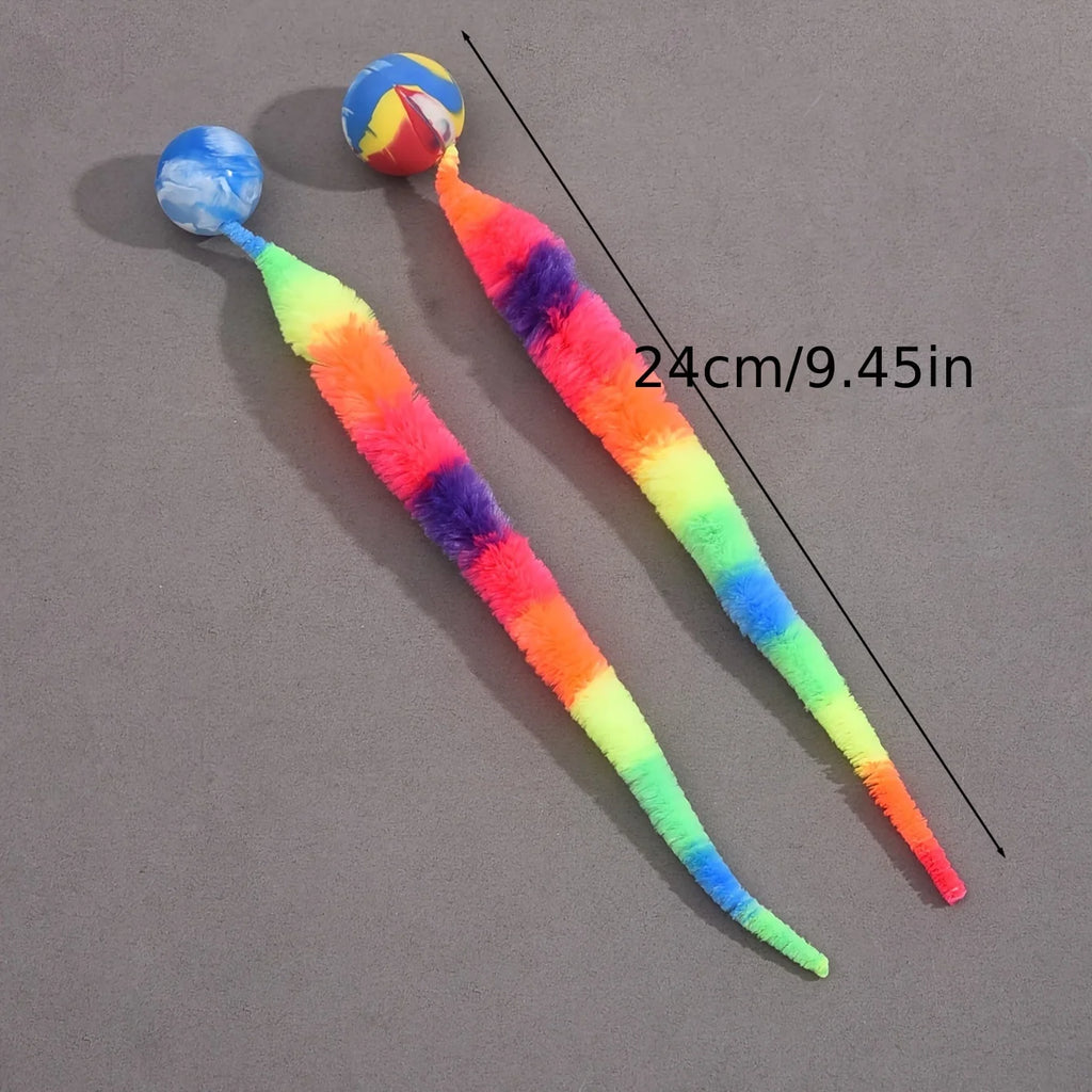 3-Pack Cat Interactive Worm Caterpillar Elastic Teaser Toys Cat Teaser Toy Zpaxo