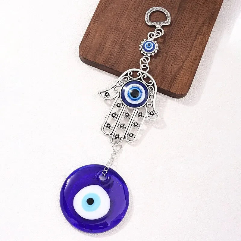 1 Devil's Eye Pendant Palm Alloy Blue Glass Garden Decorative Craft
