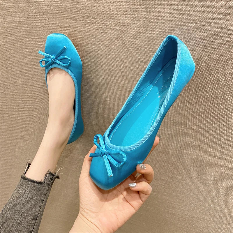Flat Shoes for Women Spring/summer 2025 New Butterfly Bow Square Toe ballet shoes Shallow Women's Shoes Ladies Loafers Women Zpaxo