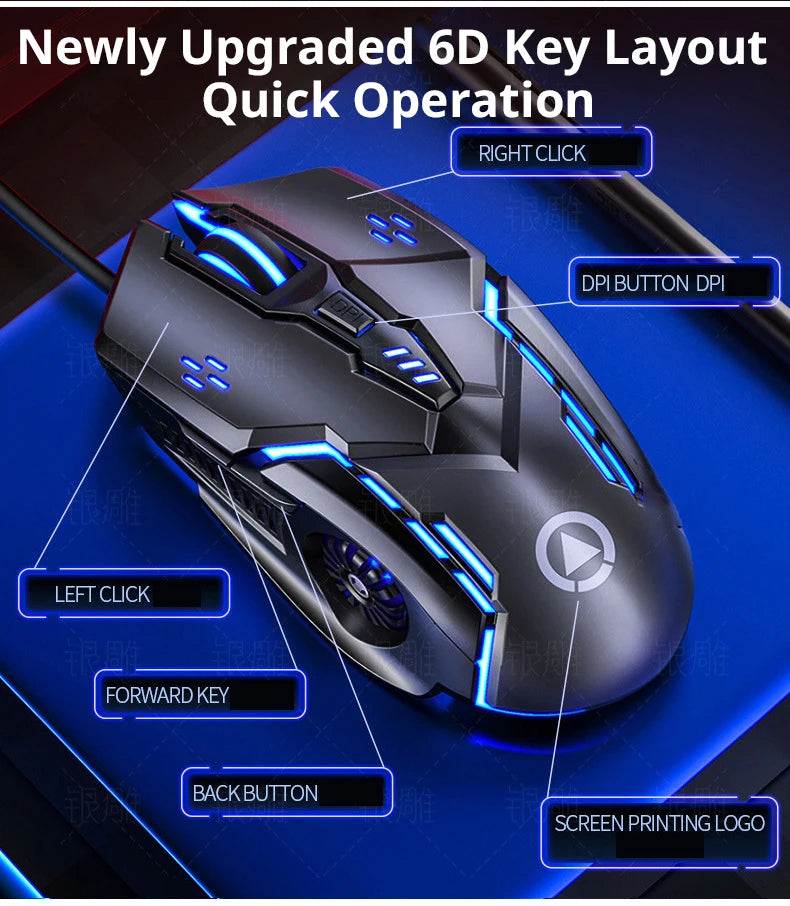 V1 Wired Mouse USB Gaming Luminous Computer Laptop Home Office Zpaxo