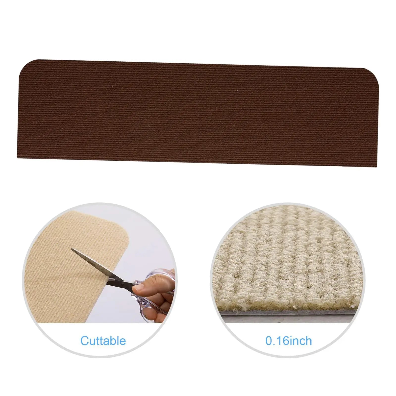 Anti-Slip Stair Tread Carpet 30x8in | Non-Slip Step Rug Mats Stair Tread Carpet Zpaxo Brown