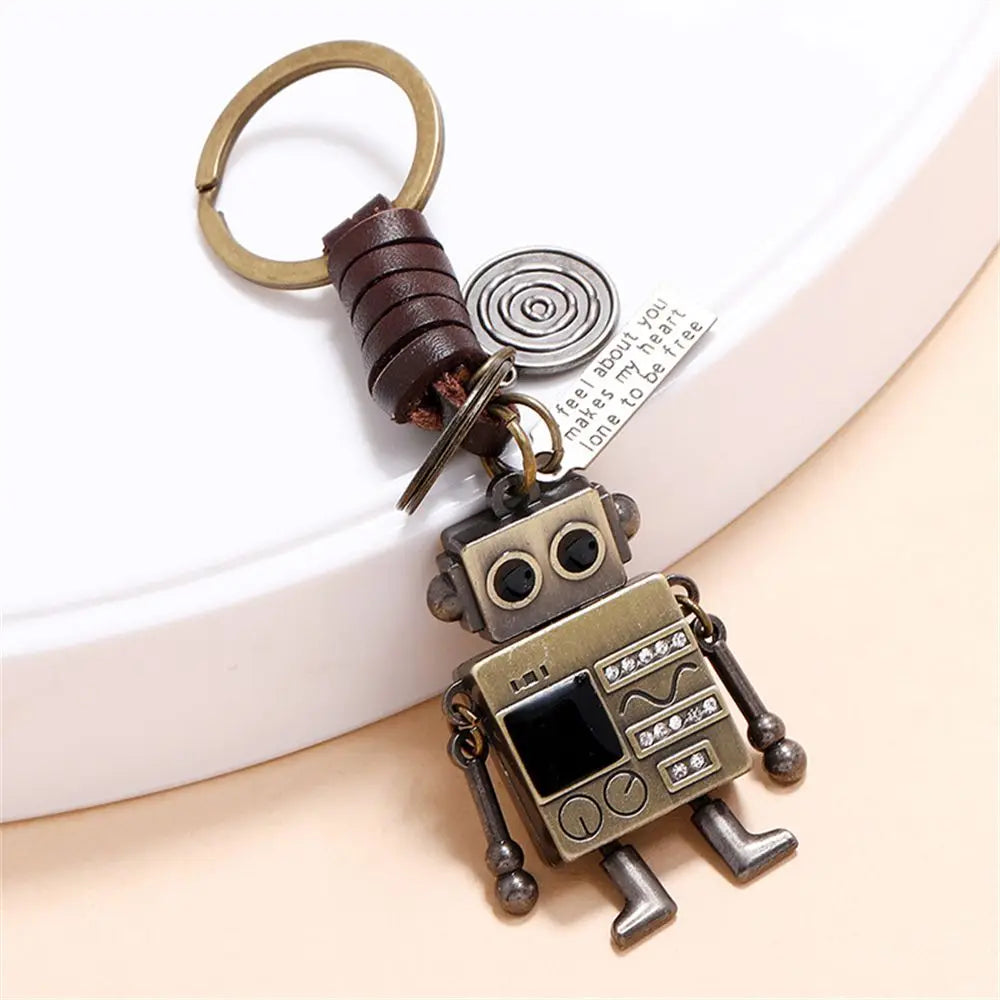 Jewelry Gifts Backpack Decoration Car Key Accessories Bag accessories Bag Pendant Key Rings Movable Bronze Robot Robot Keychain Zpaxo