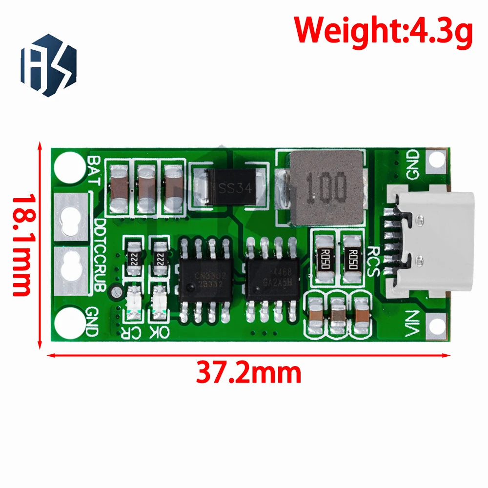 2S/3S/4S 1a 2a 4a LiPo/Li-Ion Boost Charger Module (Type-C Input) – 8.4V/12.6V/16.8V Output for 18650 batteryy Zpaxo