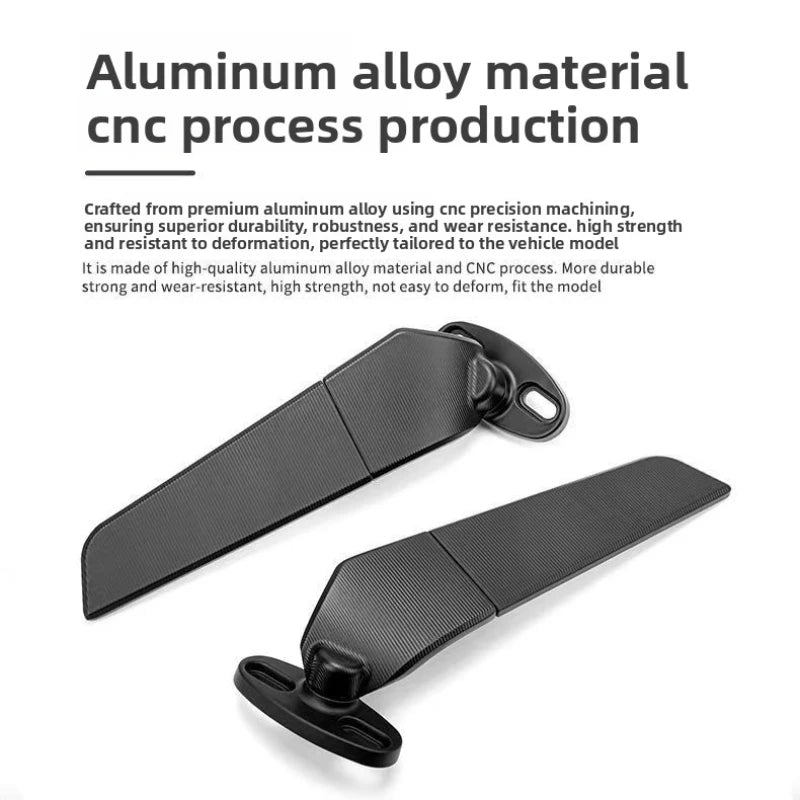 Foldable Fixed Wing Motorcycle Rearview Mirrors – Alloy Pair