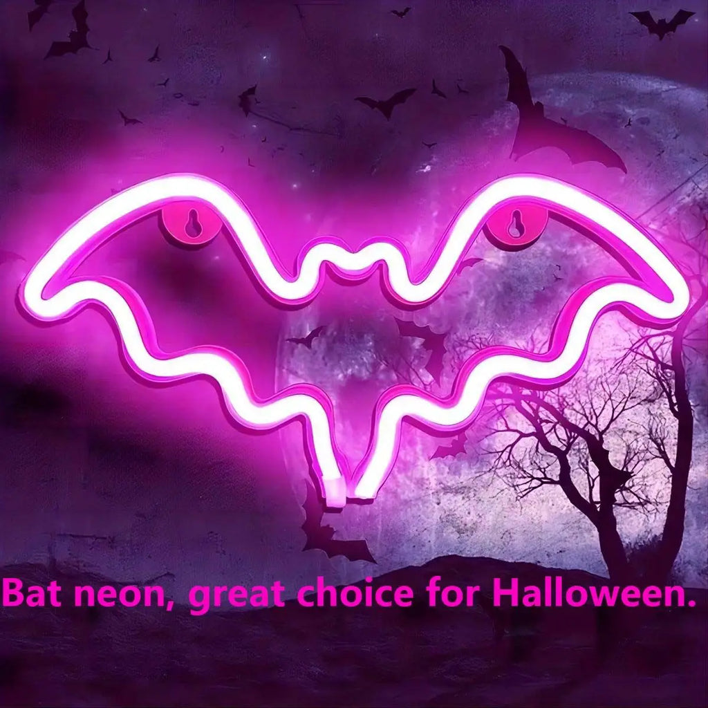 Halloween Decorative LED Bat Neon Lights Wall Decor Shaped Battery Zpaxo