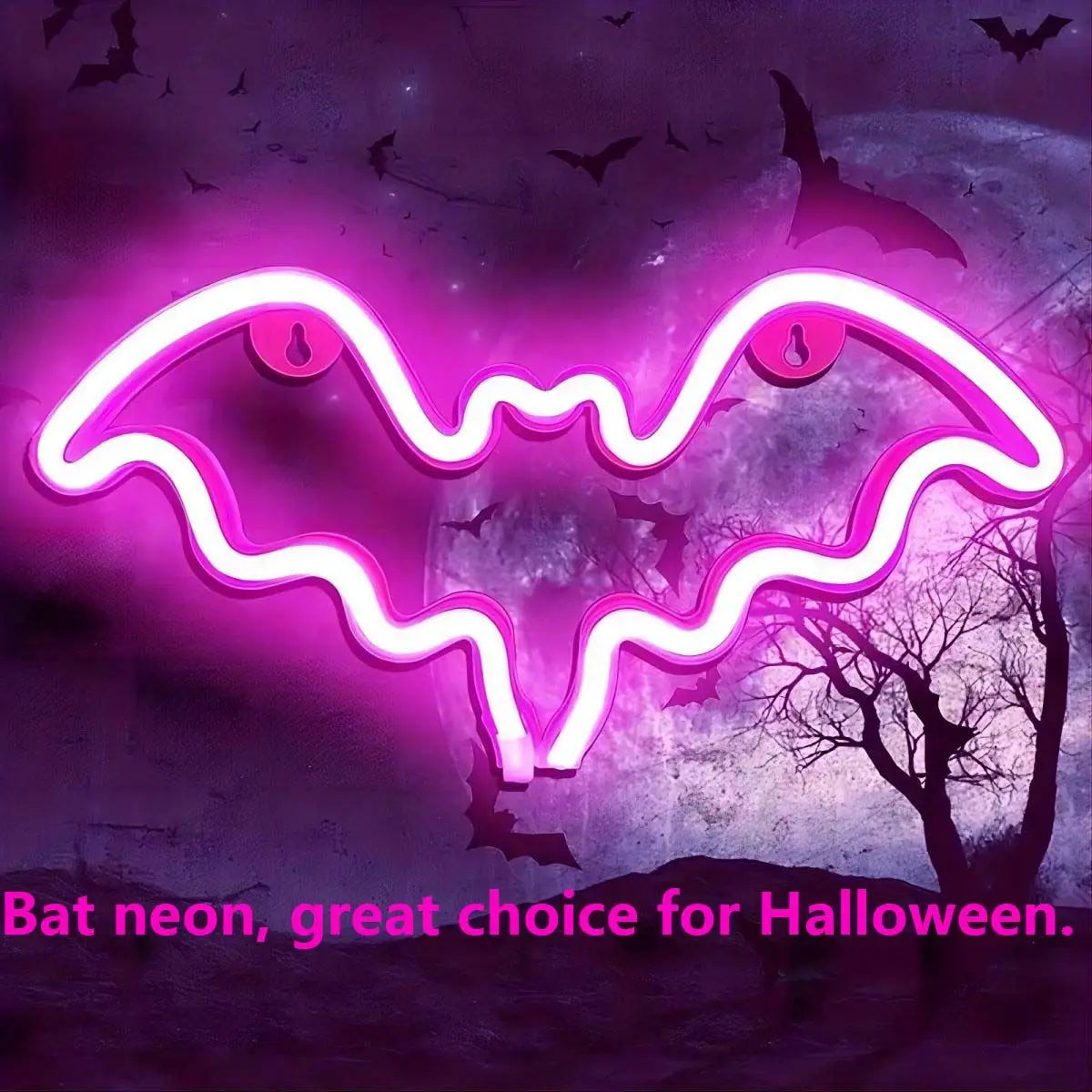 Halloween Decorative LED Bat Neon Lights Wall Decor Shaped Battery Zpaxo