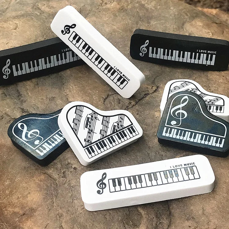Piano Note Shape Erasers 3-Pack | Treble Clef Music Gift Novelty Eraser Set Zpaxo Random 3pcs