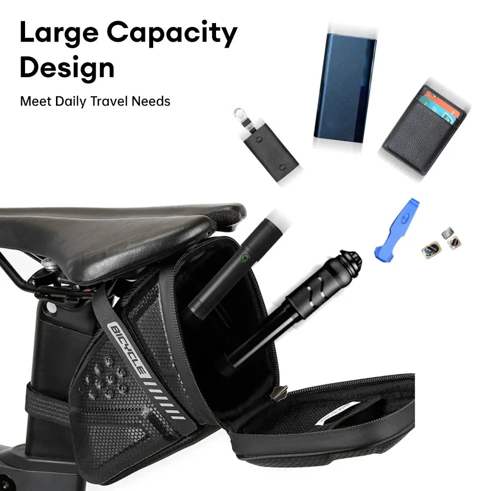 Bike Saddle Bag 1L Waterproof Storage Black Tail Rear Reflective Pack Accessory Kit Tool MTB Road Bicycle Multifunctional Bag Zpaxo