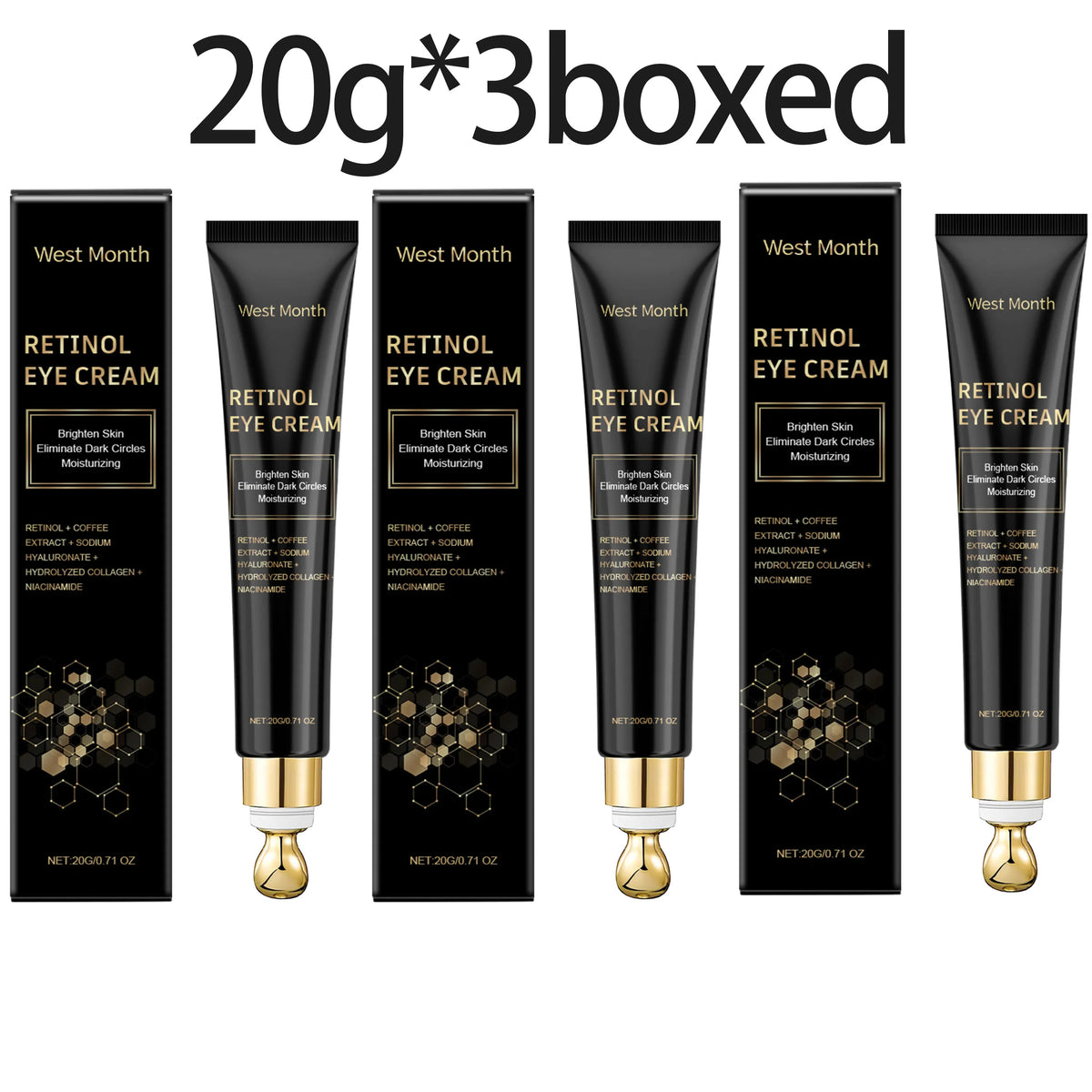 Hydrating Eye Cream Dark Circles Elimination Fine Lines Removal Wrinkles Reduction Lifting Anti Aging Brightening Eye Firm Cream Zpaxo 20g x 3boxed