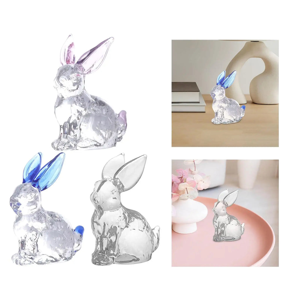Easter Rabbit Figurine Animal Sculpture Bunny Statue Mini Decorative Figurine Tabletop Ornament for Bedroom Birthday Gift Zpaxo