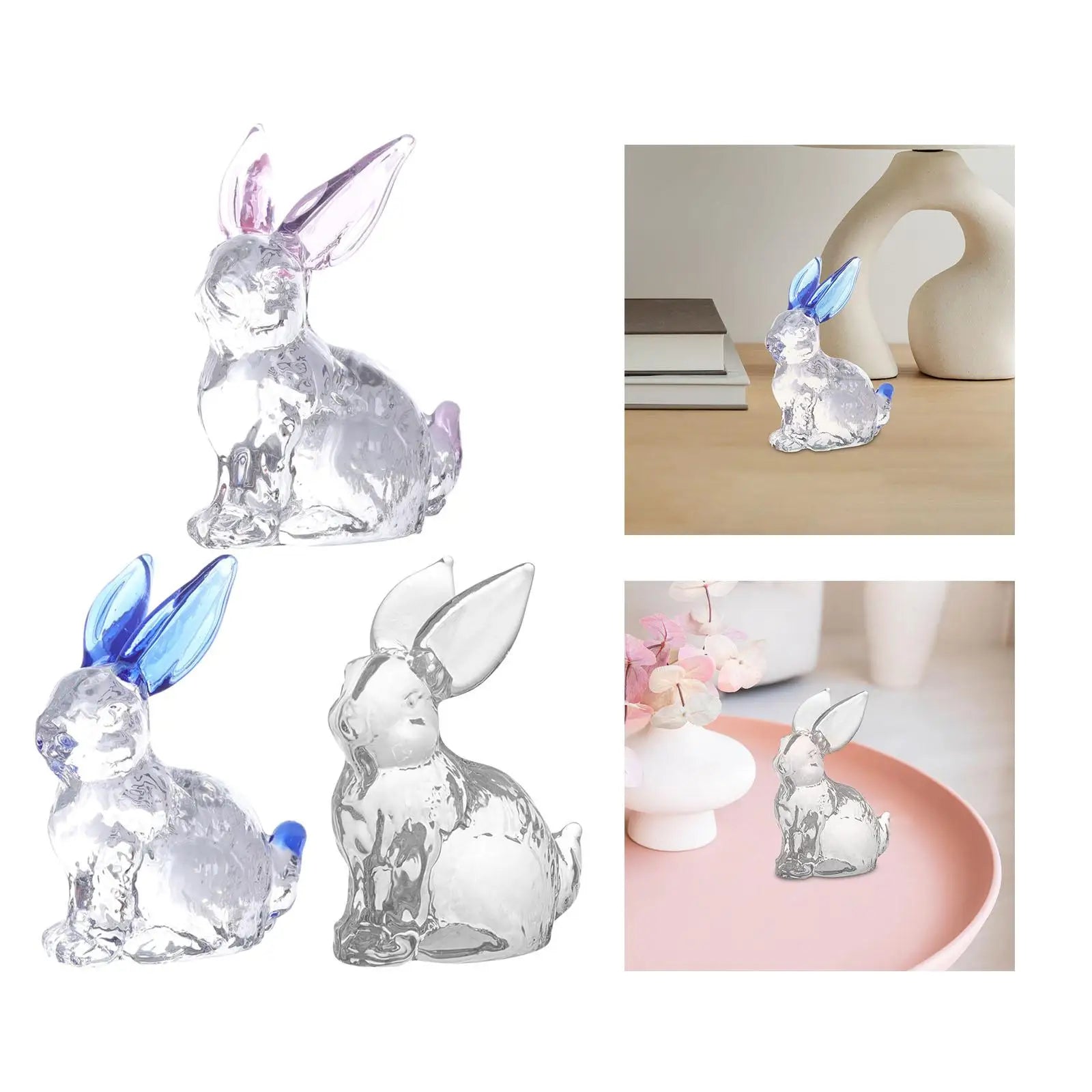 Easter Rabbit Figurine Animal Sculpture Bunny Statue Mini Decorative Figurine Tabletop Ornament for Bedroom Birthday Gift Zpaxo