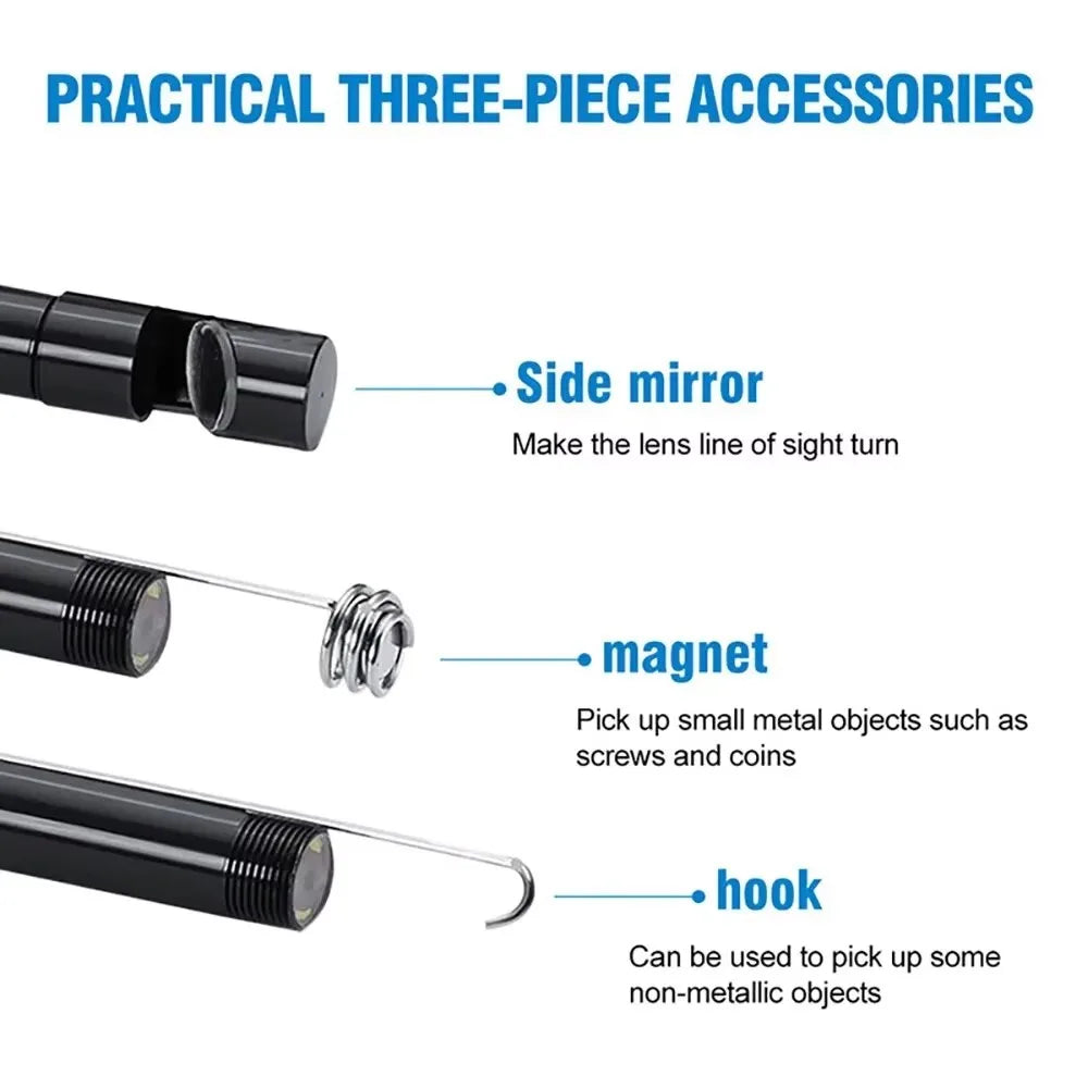 7mm Type-C Endoscope Camera IP67 Waterproof 6 LED USB Borescope Inspection Borescope Camera Zpaxo