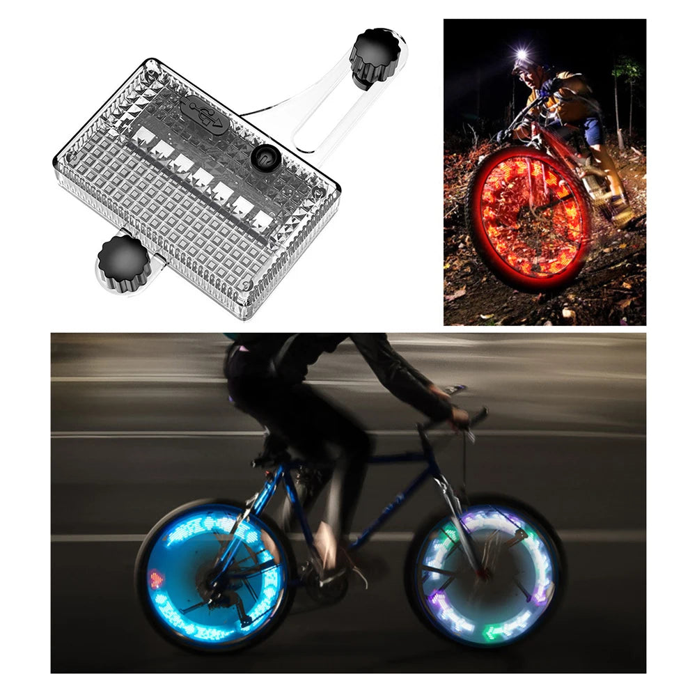 Solar LED Bike Tire Safety Light USB Rechargeable Bicycle Rim Decor