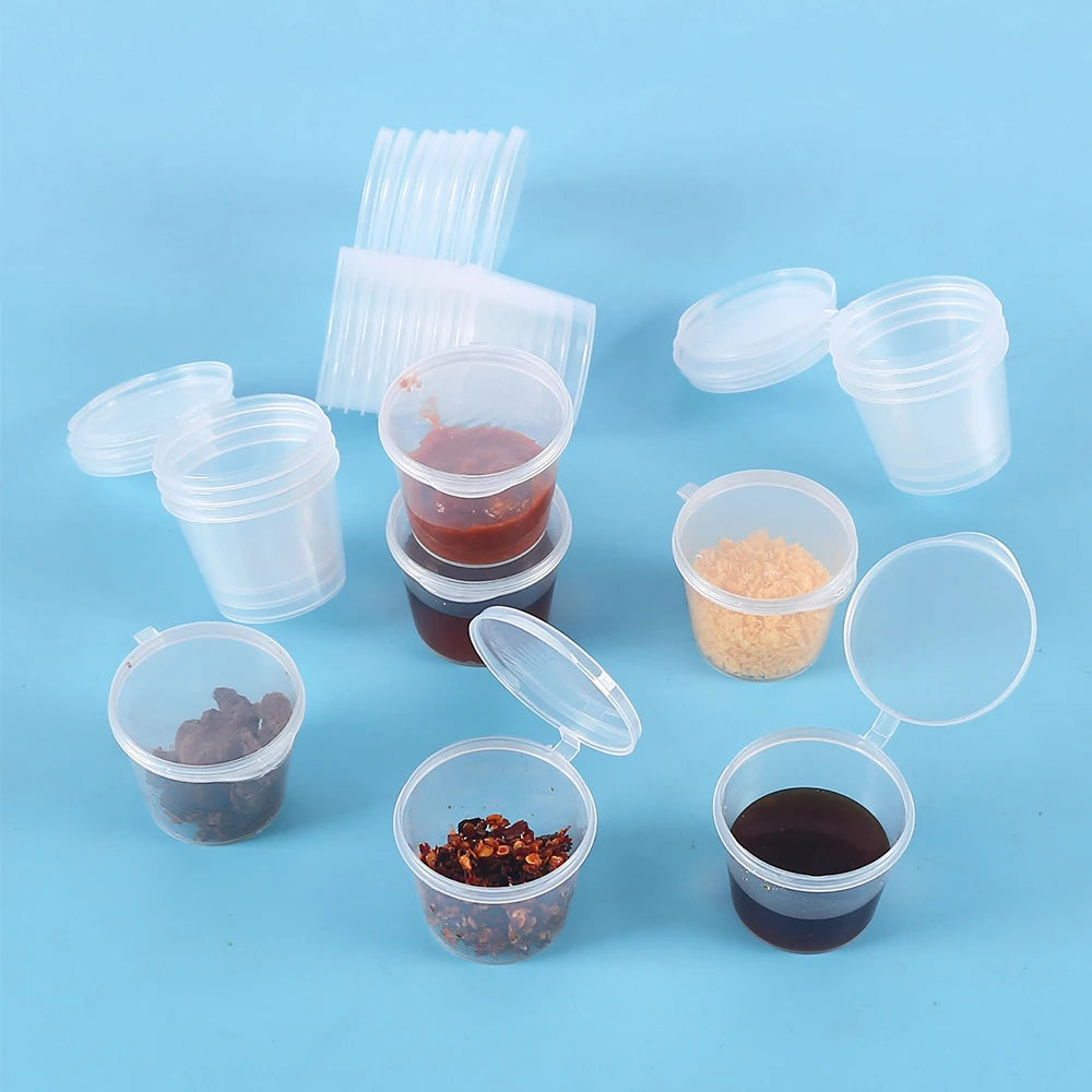 20Pcs Disposable Sauce Cup 25ml Portion Cups with Lids Souffle Sampling Cups Transparent Storage Container Zpaxo