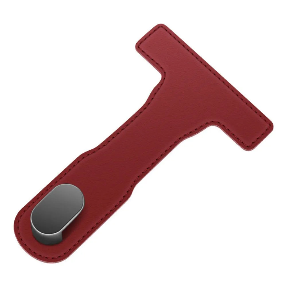 Hidden Car Glove Box Hook Space-Saving Paste Installation Car Hanging Hook Foldable PU Leather Seat Back Hanger Zpaxo Red