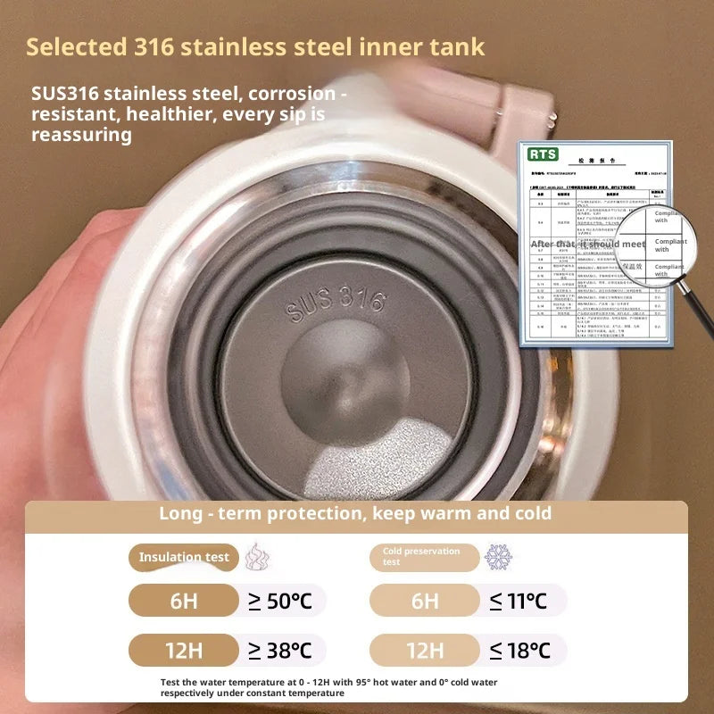 Thermos Cup Female High-value Appearance Water Cup New Style 316 Stainless Steel Male Middle School Students Special Tea Cup Zpaxo