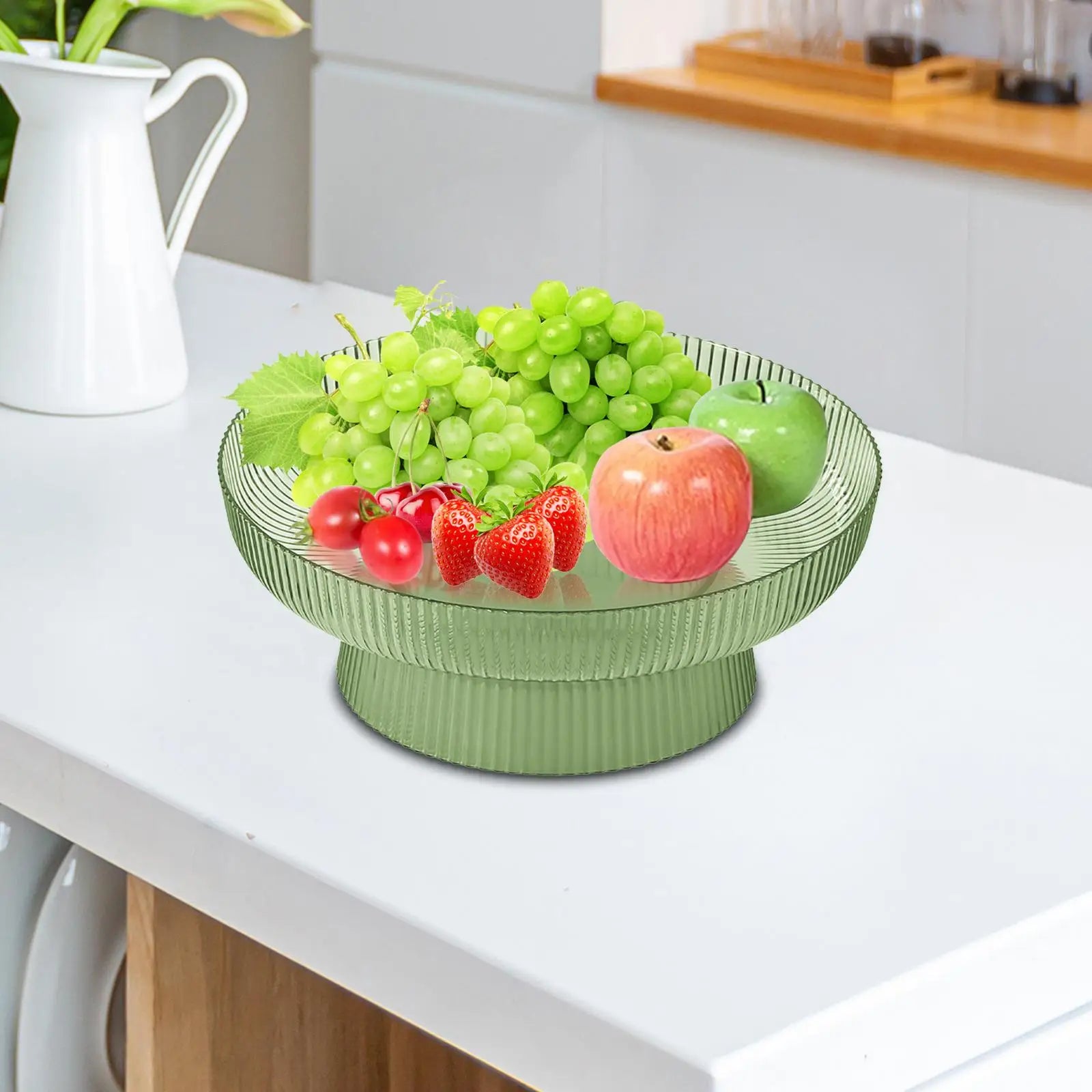 Pedestal Fruit Bowl – Decorative Basket & Dessert Display Stand Decorative Fruit Bowl Zpaxo green