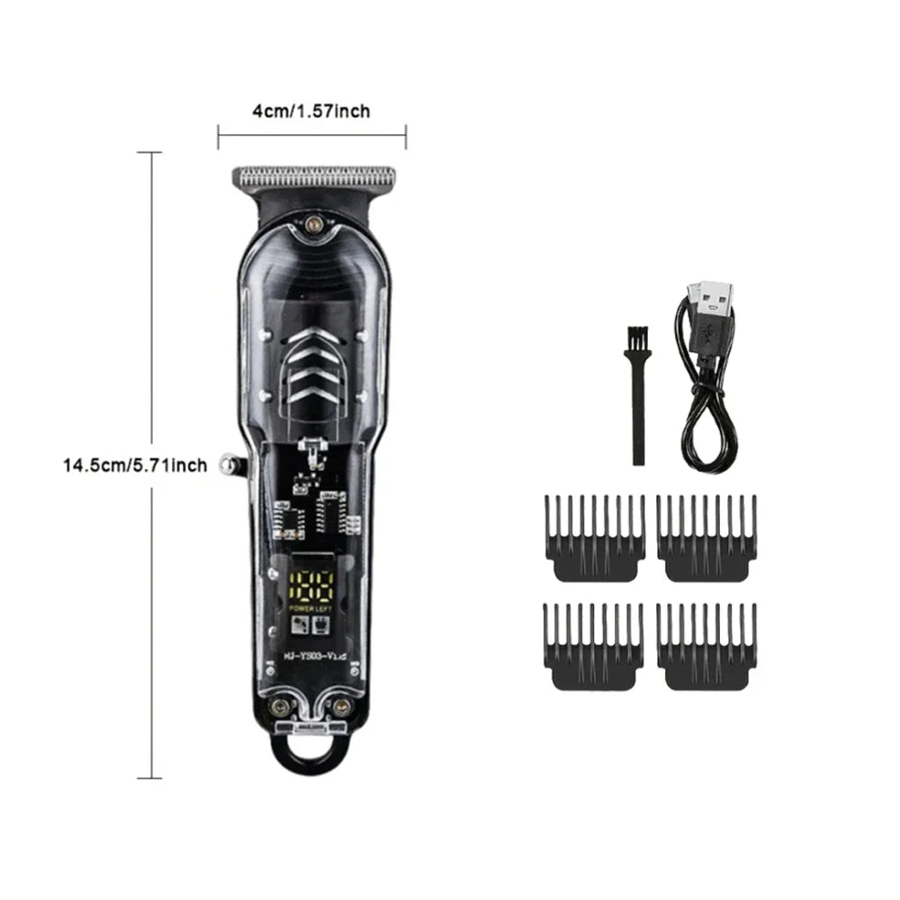 Transparent Body Electric Hair Clipper Professional Trimmer USB Rechargeable Hair Cutting Machine For Men Holiday Gift For Him Zpaxo