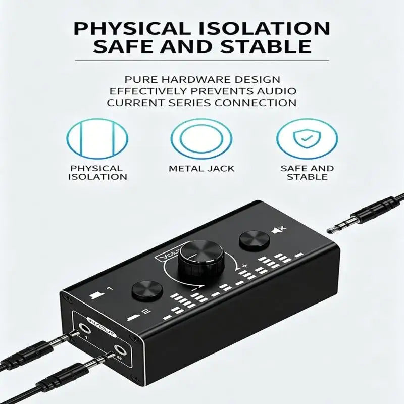 652F Portable Bidirectional Stereo Sound Selectors Box Volumes Dials Zpaxo
