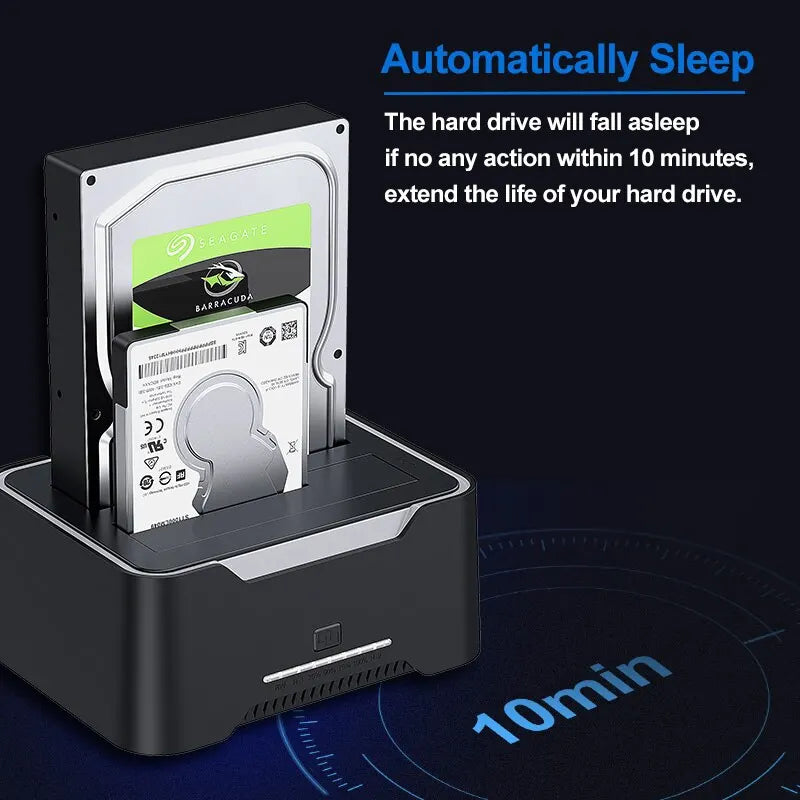 USB 3.0 To SATA Dual Bay RGB Lamp Effect Hard Disk 2.5/3.5 Inch Hard Drive Enclosure Docking Station Offline Clone HDD SSD Zpaxo