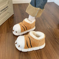 SHAJI Winter Warm Waterproof Slippers Unisex Tiger Paw Non Slip Wear