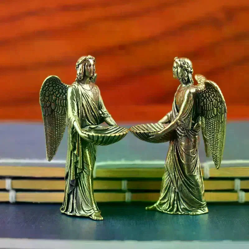 Brass Angel Statue Figurines Creative Crafts Desktop Ornaments Metal Zpaxo